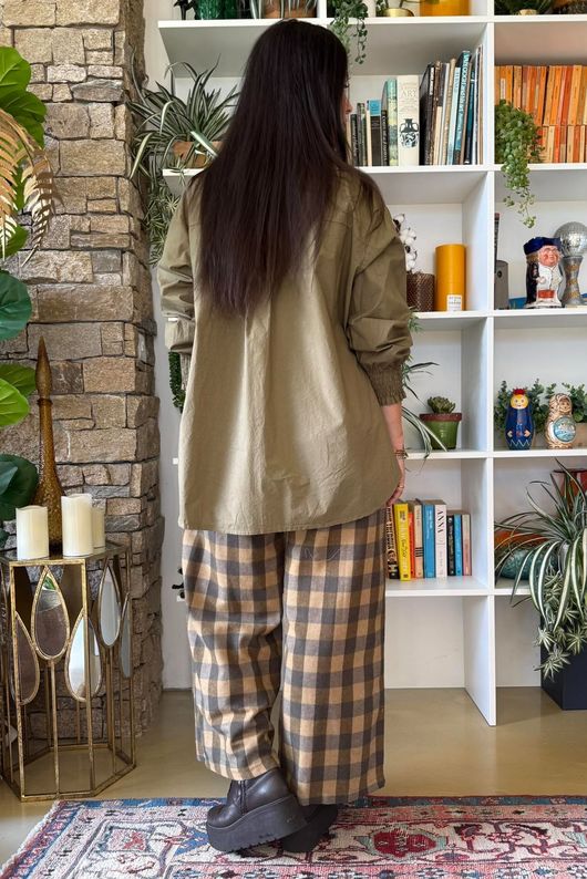 Paloma Tela Peter Pan Blouse Deep Olive